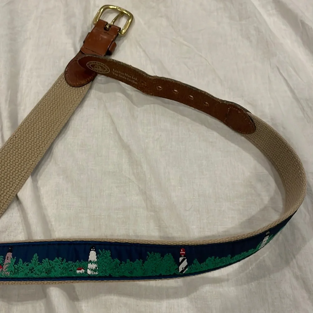 Boys lighthouse leather belt made in Essex, CT